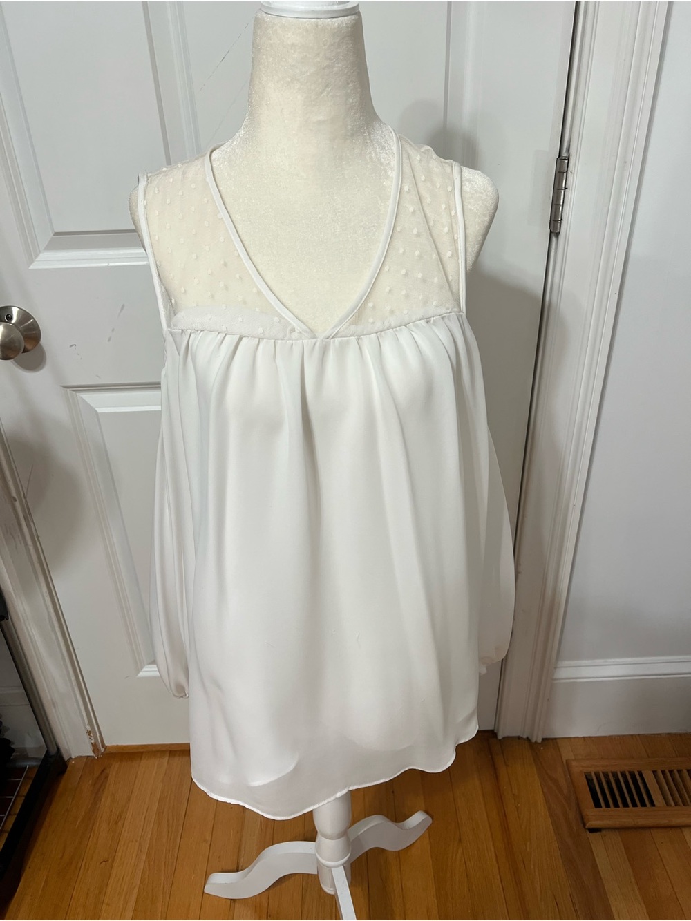 Parker White Sheer Polka Dot Blouse